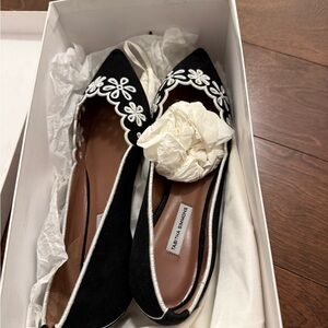 Tabitha Simmons Black and White Floral Flats